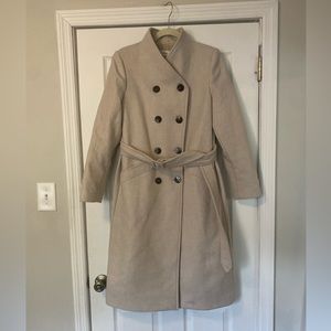 Mango MNG Beige Manteco Wool Double Breasted Coat